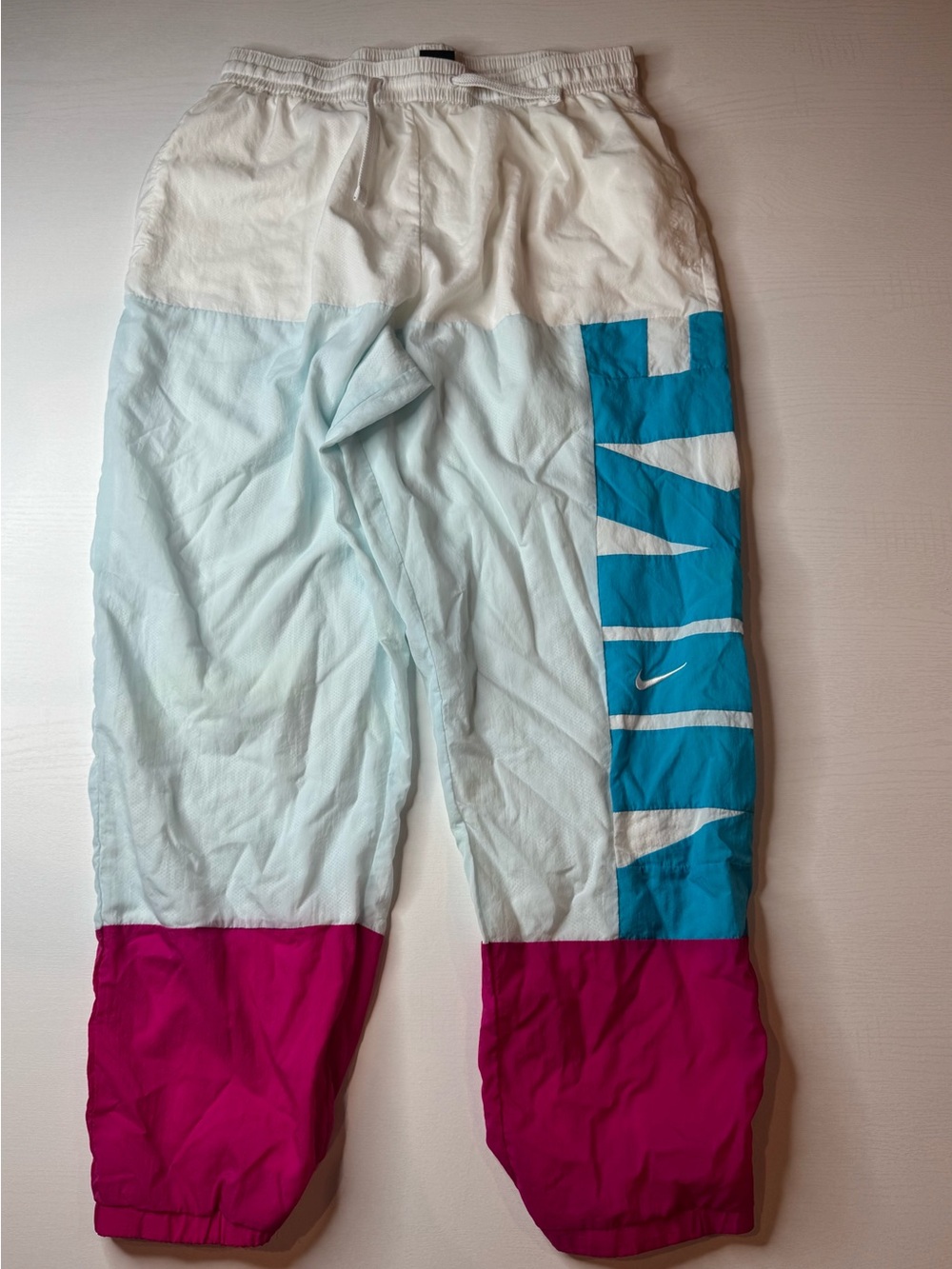 Nike Men Colorblock Joggers - White, Light Blue & Magenta